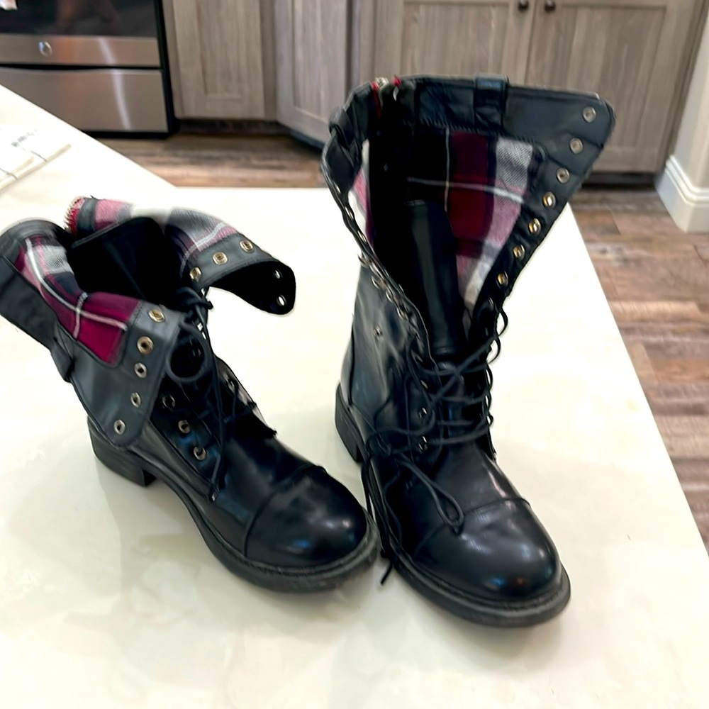 Cathy Jean Black Moto Combat style boots